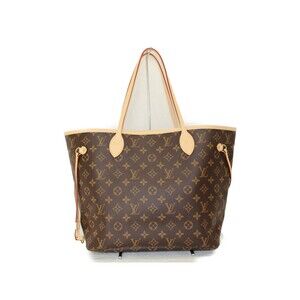 Louis Vuitton Neverfull Monogram Cerise Red Brown Canvas Handbag Tote Bag LV